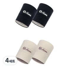 아사나 트레이닝 스포츠 컴프레션 손목 밴드 2p, 블랙 + 아이스 베이지, 4세트