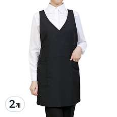 스피드가운 X형 조끼 브이넥 엉덩이 덮는 랩 앞치마, 검정, 2개