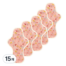 eechae 花卉一體式棉質衛生棉 粉紅芙蘿拉, 15個, 1入, 大型