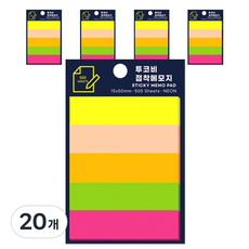 투코비 점착 메모지 5색 15 x 50 mm 500p, 혼합색상, 20개