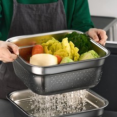 Kitchen-Art 不鏽鋼方形沖孔洗碗盆 8L, 1個, 單一顏色