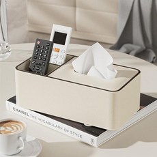 Mega 簡約法式奶油風皮質紙巾盒 奶茶色