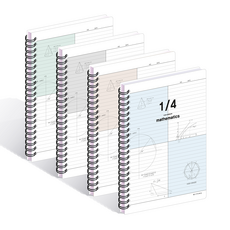 Withna 4分割 PP 數學筆記本 4種套組 80-0102, 灰色, 灰米色, 薄荷綠, 天藍色, 1套