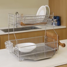 Nature Living 全不鏽鋼瀝水碗盤架全套組, 2層, 混合顏色