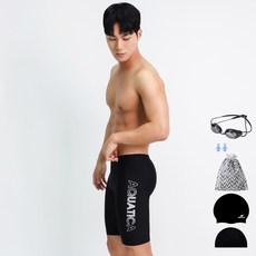 아쿠아티카 남성 5부 수영복 BBF03 + 귀마개 + 실리콘수모 + 선수용수경 + 수영가방