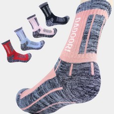 Dadoori 女性用雙層氣墊高級長筒登山襪 5雙, 1套, 黑色, 淺粉紅色, 紅色, 深粉紅色, 天藍色