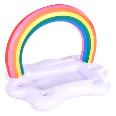 LEADER X 充氣造型氣墊 環保PVC材質 厚度0.25mm 充氣後 90x50x50cm, 水上派對彩虹拱門雲朵吧 多色, 1個