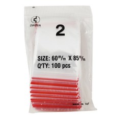 ZIPPER 透明 PE 夾鏈袋 有紅線 2號袋 尺寸: 6cm * 8.5cm, 85 x 60 x 0.04mm, 100個裝, 10包