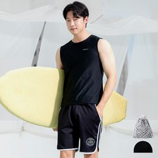 aquatica 男性用防曬衣 AQAMAP 海灘短褲 彈性泳帽 3件組