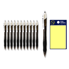 東亞 Cronix DX 複合筆 0.7 12入 + Tukovi 黃色便利貼 套組, 黑色, 1套
