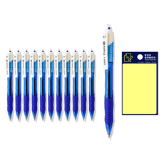 東亞 Cronix DX 複合筆 0.7 12入 + Tukovi 黃色便利貼 套組, 藍色, 1套