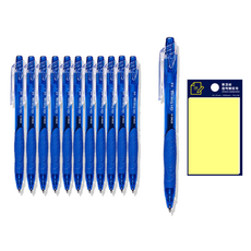 동아 겔스트림 볼펜 C-0.5mm 12p + 투코비 스티키 메모패드 옐로우 세트, 파랑, 1세트