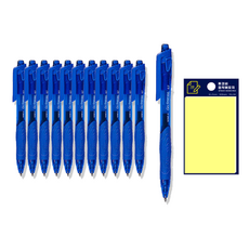 DONG-A Gelstream 溜溜筆 0.7mm 12入 + Tocoby 黃色便利貼組, 藍色, 1套