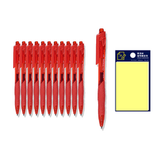 DONG-A Gelstream 0.7mm 12入 + Tucoby 黃色便利貼組, 紅色, 1套