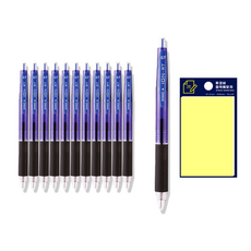 동아 이온RT 펜 C-0.7mm 12p + 투코비 스티키 메모패드 노랑 세트, 파랑, 1세트