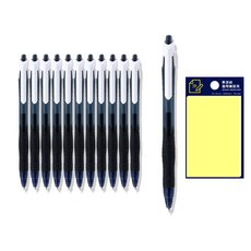 DONG-A Gelstream 原子筆 1.0mm 12入 + Tukovi 黃色便利貼組, 黑色, 1套
