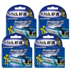 Schick 舒適牌 冰藍悍將3刀片刮鬍刀組, 鑽石塗層, 3D浮動刀頭, 含蘆薈及維他命E潤滑條, 4入, 4盒