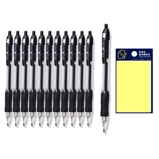 DONG-A P-knock 按壓筆 0.4mm 12入 + Tucoby 便利貼 黃色組合, 黑色, 1套