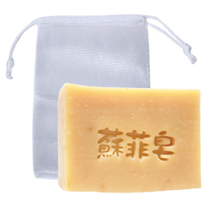 Sophie Savon 蘇菲皂 暖薑可可羊奶皂 附網袋 中性肌/乾性肌適用, 1個, 100g
