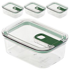 비엘락 올투명 원터치 에코젠 밀폐용기 그린, 4개, 650ml
