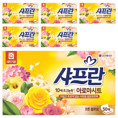 샤프란 아로마 시트 섬유유연제 코튼블로섬 본품, 50개입, 6개