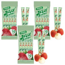 JELLY STRAWS 寒天果凍條 荔枝口味 10條入, 3袋, 193g