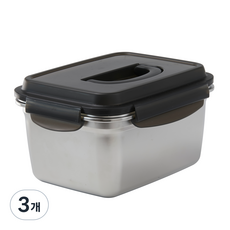 코멧 홈 다양하게 사용하는 연마제 없는 스테인리스 304 직사각 밀폐 김치통, 3개, 3.8L