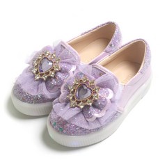 FROM'BEBE 女童愛麗絲愛心水鑽LED發光懶人鞋