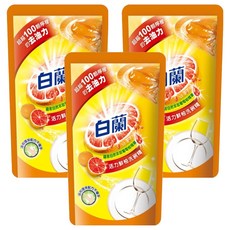 白蘭 動力配方洗碗精 補充包 鮮柚, 800g, 3包