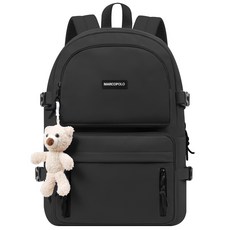 MARCO POLO 拉鍊後背包 MP3243+娃娃鑰匙圈, 黑色的
