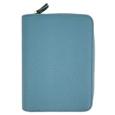女士自動分離中夾 頭層牛皮 11卡位+2大鈔位, 12.8 x 9.5 x 3cm, 湖藍
