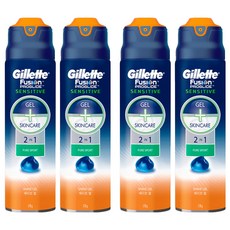 질레트 정품 퓨전 프로글라이드 센서티브 2 in 1 퓨어스포츠 쉐이빙 젤, 170g, 4개
