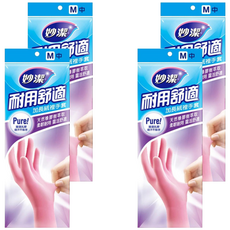 妙潔 耐用舒適加長絨裡手套, 中(M), 粉色, 4雙