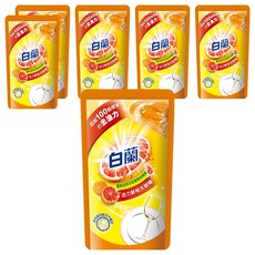 白蘭 動力配方洗碗精 補充包 鮮柚, 800g, 6包