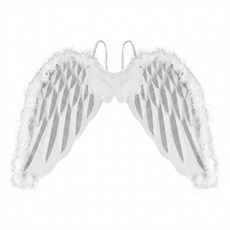 摩達客 COSPLAY派對變裝扮 大天使翅膀道具 56x100cm 絲襪布羽毛, 白色, 1個