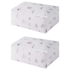 E.dot 可愛動物森林防塵衣物棉被收納袋, 素雅, 2個