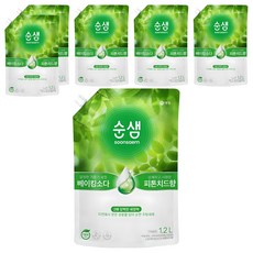 Soonsaem 小蘇打芬多精補充裝洗滌劑, 1.2L, 6個