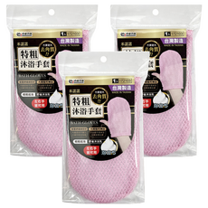 minono 米諾諾 去角質特粗沐浴手套, 顏色隨機, 3個, 1入