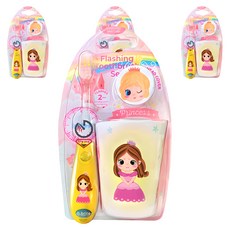 Vibright 兒童角色 LED 定時器牙刷杯架套組 黃色公主, 4組