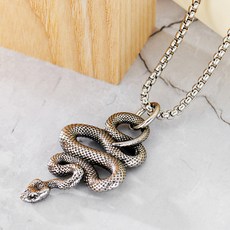 노이드비 남성용 써지컬스틸 코브라 뱀 롱체인 목걸이