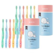 왕타 아쿠아월드 어린이 칫솔 1호, 혼합색상, 12개입, 2세트