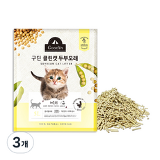구딘 응고형 클린캣 두부 고양이 모래, 5L, 3개, 레몬향