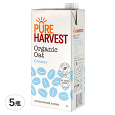 PURE HARVEST 澳洲有機燕麥奶咖啡師，奶油味，無添加糖, 1L, 5瓶