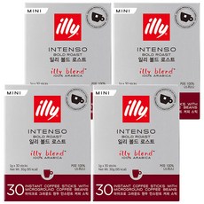 illy 意利 Intenso即溶咖啡隨身包, 1g, 30條, 4盒