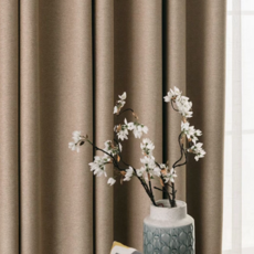 小銅板 魔鬼黏窗簾 2片, 雙面麻可可色