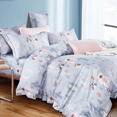 LoveCity 寢城之戀 台灣製 吸濕排汗萊賽爾天絲 兩用被床包組(晴空/雙人5尺)