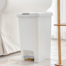 리빙해피 원터치 페달 휴지통 20L, 화이트