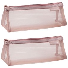 갠지라이프 투명 세모 메쉬 펜파우치 필통, 핑크, 2개