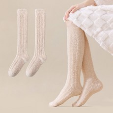 워더미 여성 임산부 보송보송 무압박 보온 롱수면양말 M1072 베이지, 1개