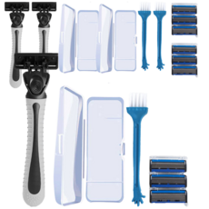 Face Body 一次性 6 刀片剃須刀套組盒+剃須刀+6 刀片 4 件 白色 黑色, 3組